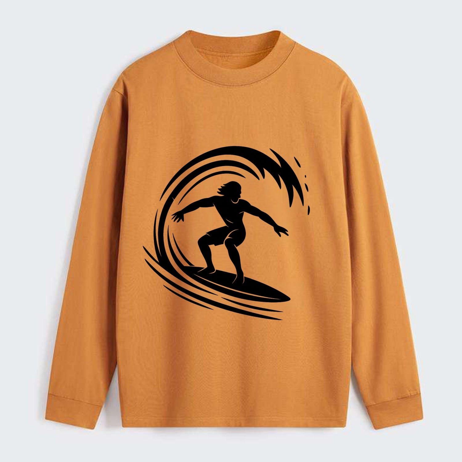 Hawaiian surfer riding big wave - Classic Long Sleeve Shirt - Orange