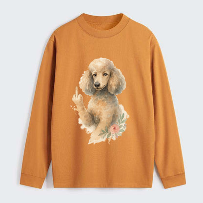 Standard Poodle with curly styled coat, intelligent face, fancy paw - Classic Long Sleeve Shirt - Orange