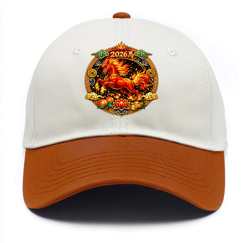 FIRE HORSE | Flaming mane and tail horse | Blazing orange and red colors | Dynamic - Two Tone Cap