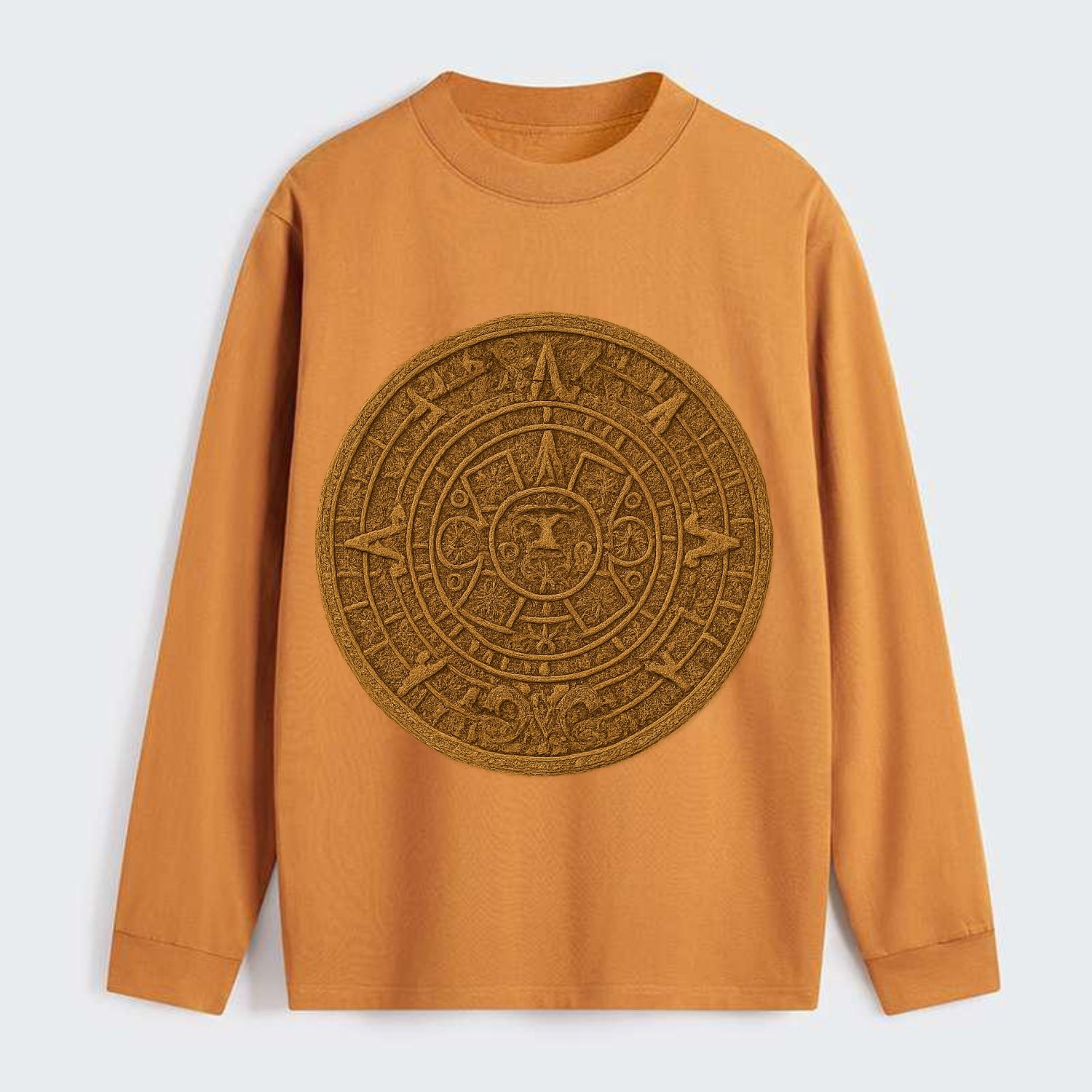 Aztec Calendar  - Classic Long Sleeve Shirt - Orange