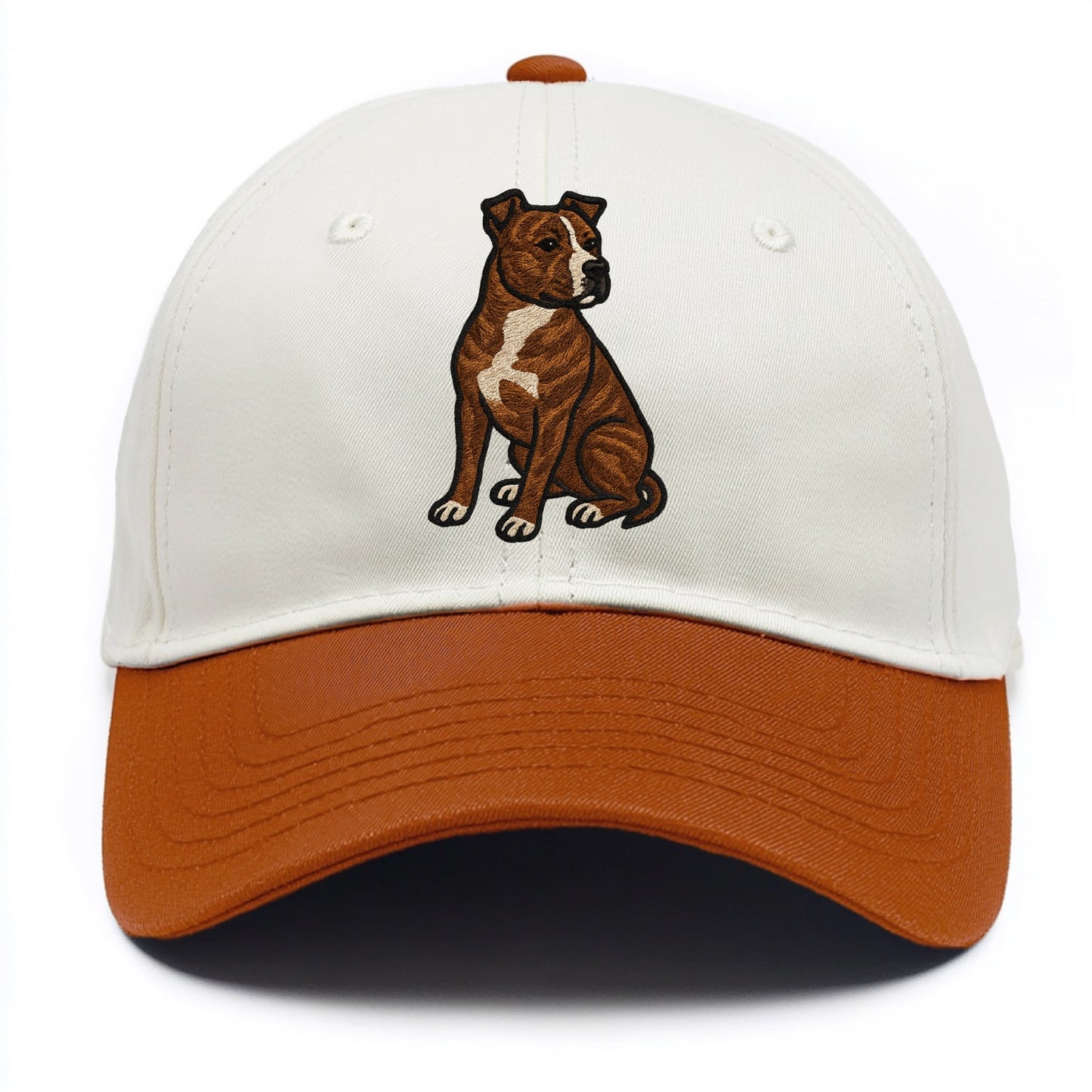 American Staffordshire Terrier - Brindle embroidered pose - Two Tone Cap - Orange