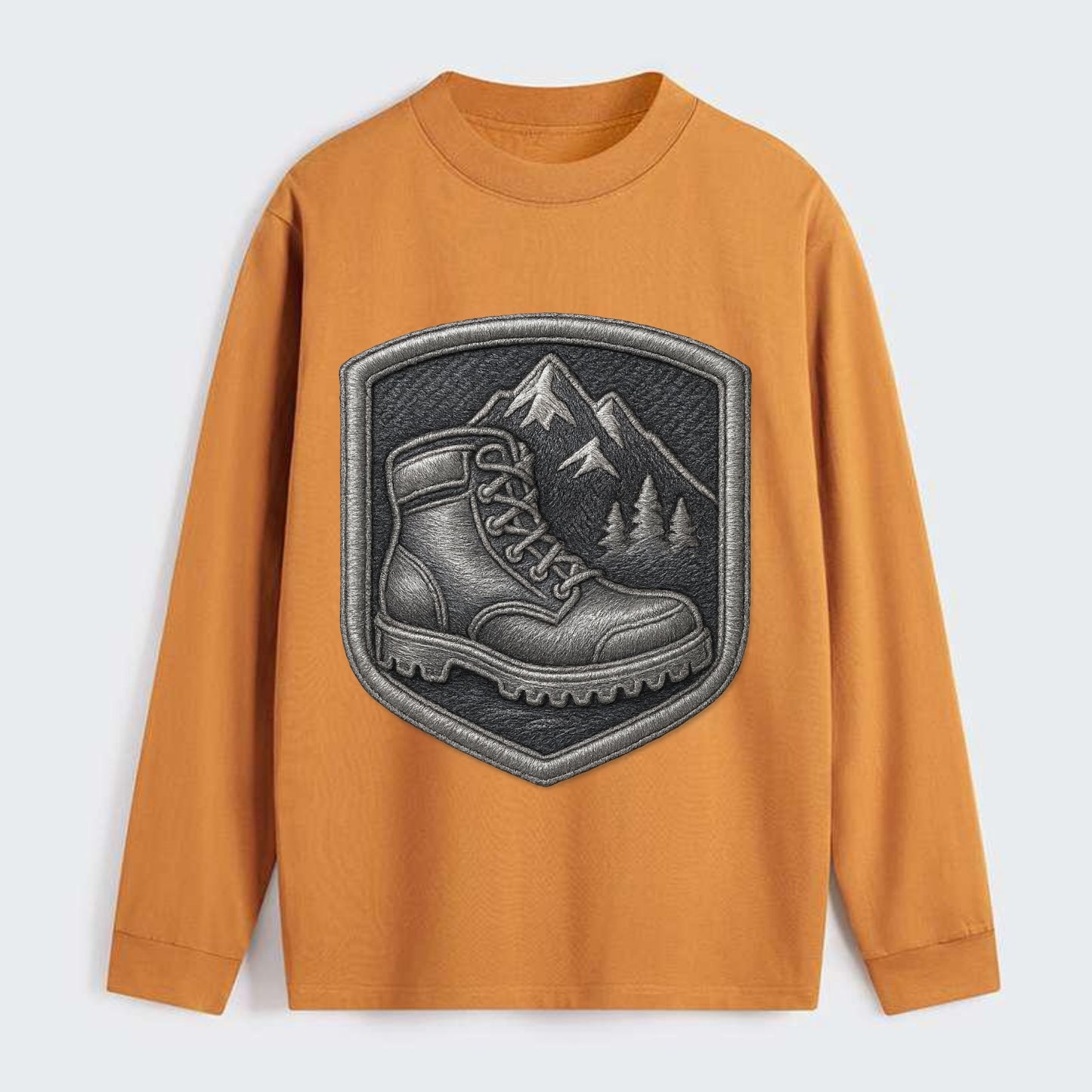 Hiking boots with mountain peak - hiker pride - Classic Long Sleeve Shirt - Orange
