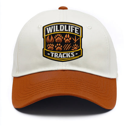 WILDLIFE TRACKS - animal footprints in brown , tracker - Two Tone Cap - Orange