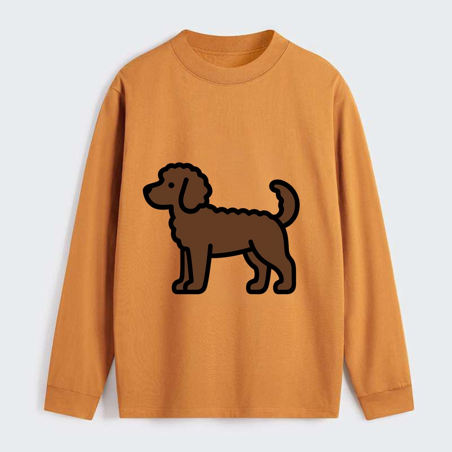 Labradoodle - Chocolate curly flat side profile - Classic Long Sleeve Shirt - Orange