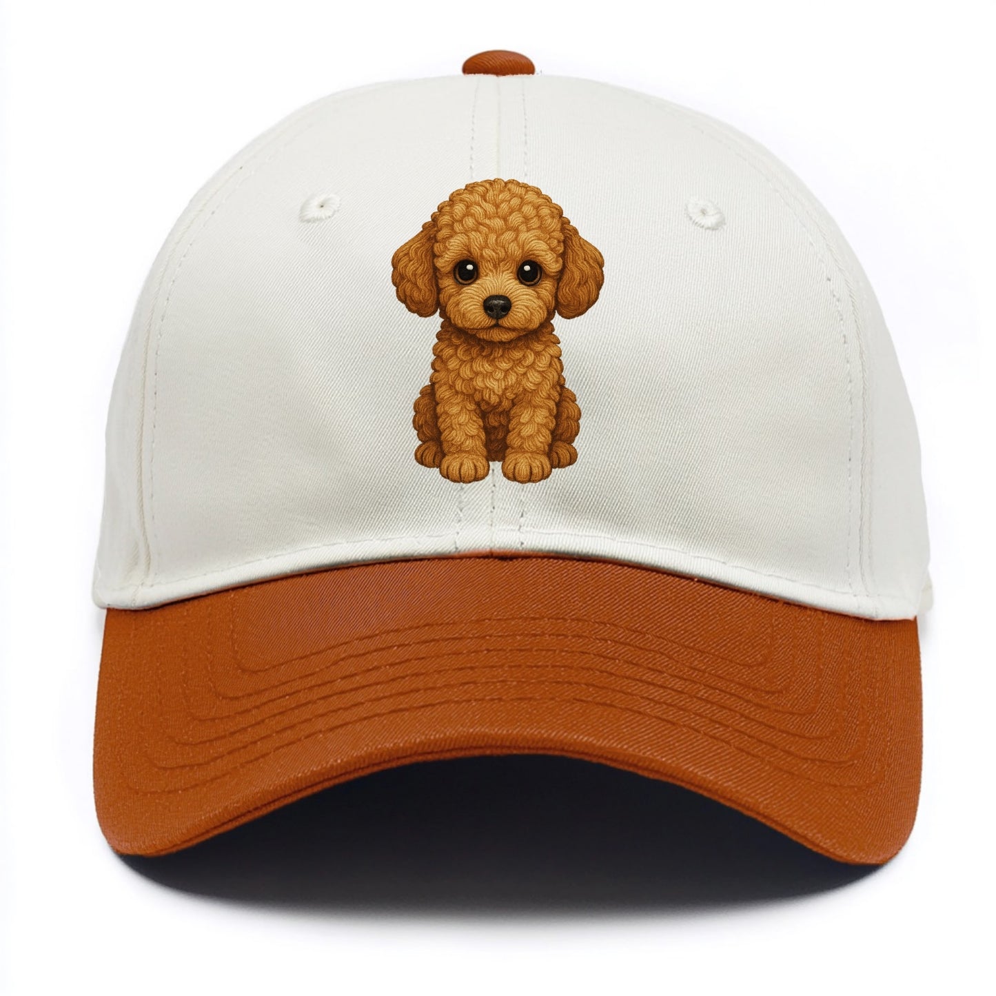 Baby Poodle Puppy - curly fluffy coat, intelligent eyes, elegant snout, - Two Tone Cap - Orange