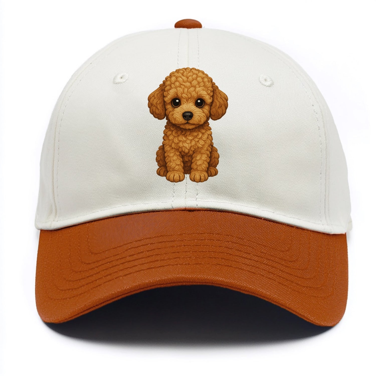 Baby Poodle Puppy - curly fluffy coat, intelligent eyes, elegant snout, - Two Tone Cap - Orange