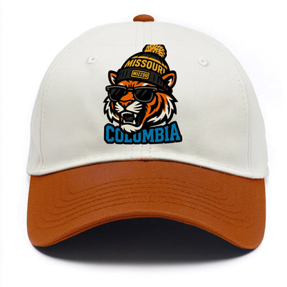 Columbia Tiger wearing Missouri beanie with Mizzou patch - Two Tone Cap - Orange