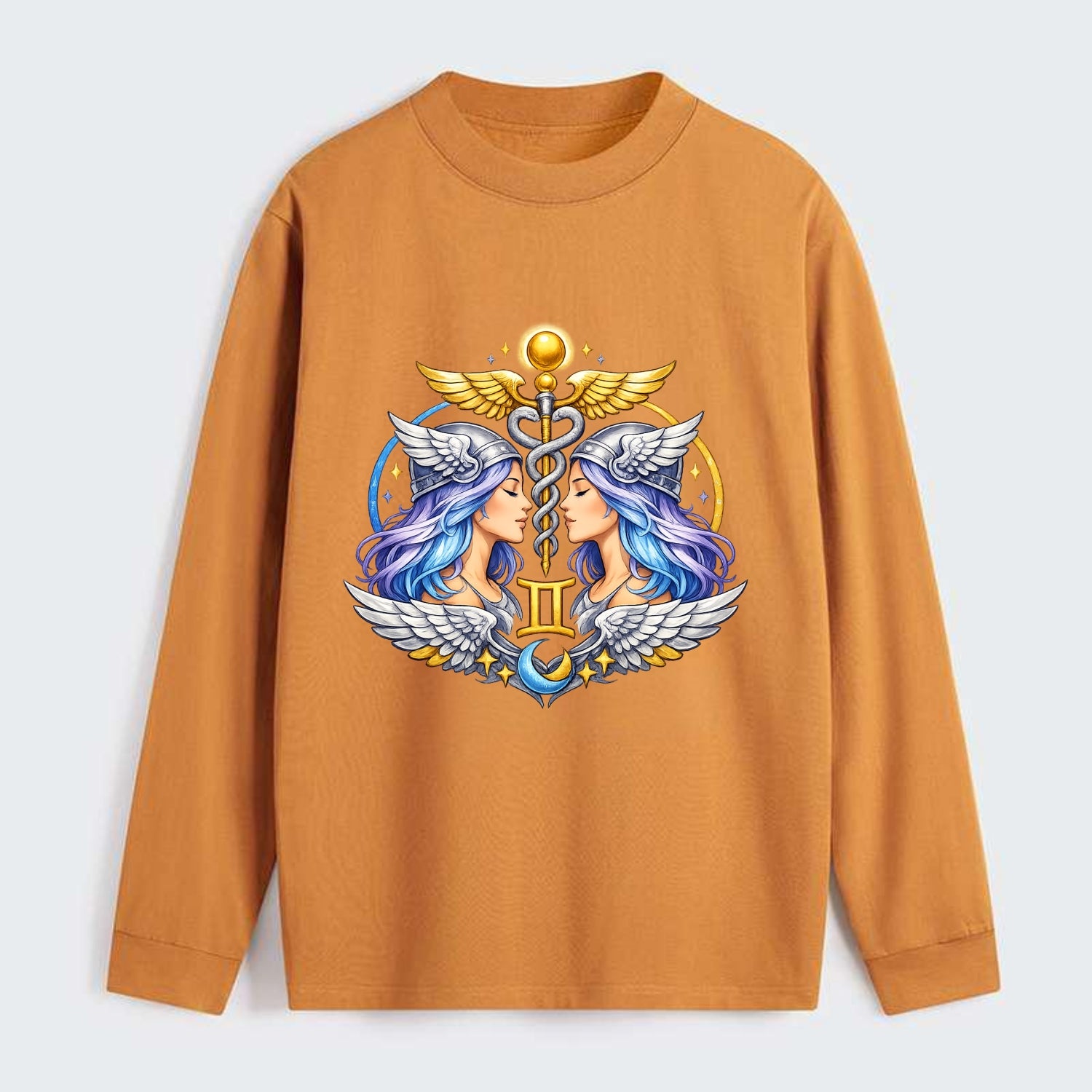 MERCURY WINGS | Winged messenger symbol | Caduceus staff | Swift - Classic Long Sleeve Shirt - Orange