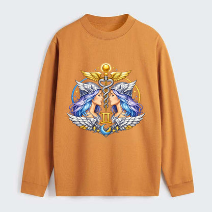 MERCURY WINGS | Winged messenger symbol | Caduceus staff | Swift - Classic Long Sleeve Shirt - Orange
