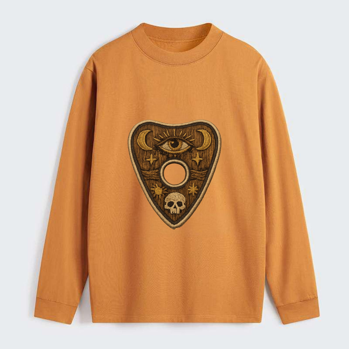 OUIJA PLANCHETTE - spirit board pointer in wood and gold , seance - Classic Long Sleeve Shirt - Orange