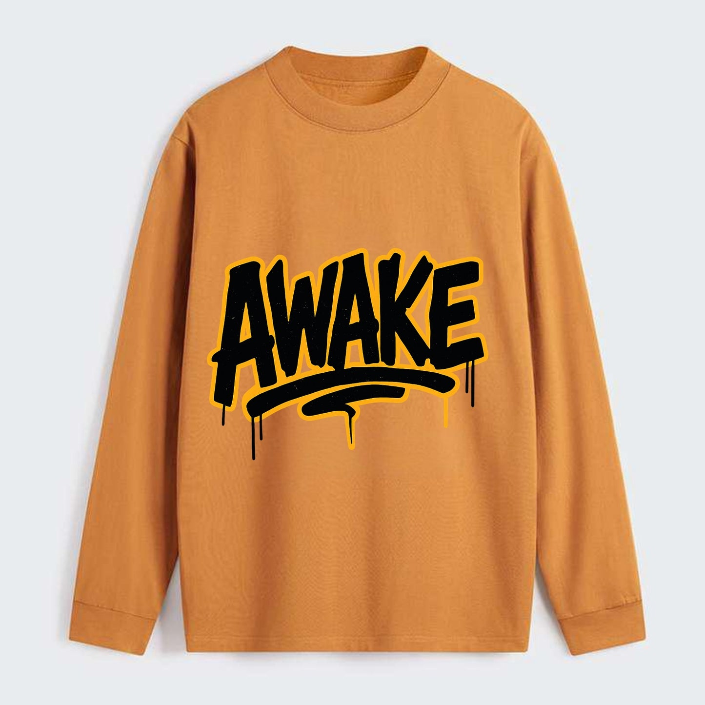 Bold typography design - "AWAKE" - conscious, aware, alert - Classic Long Sleeve Shirt - Orange