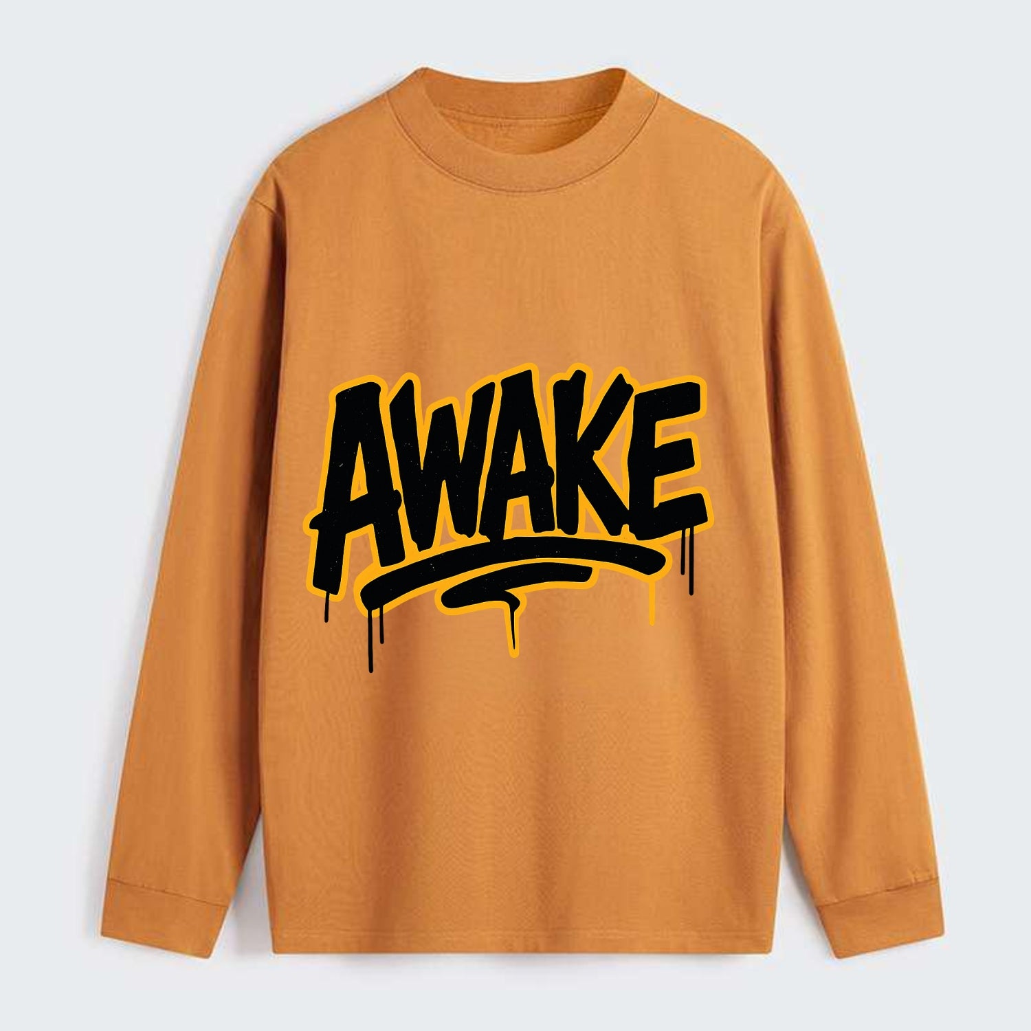 Bold typography design - "AWAKE" - conscious, aware, alert - Classic Long Sleeve Shirt - Orange