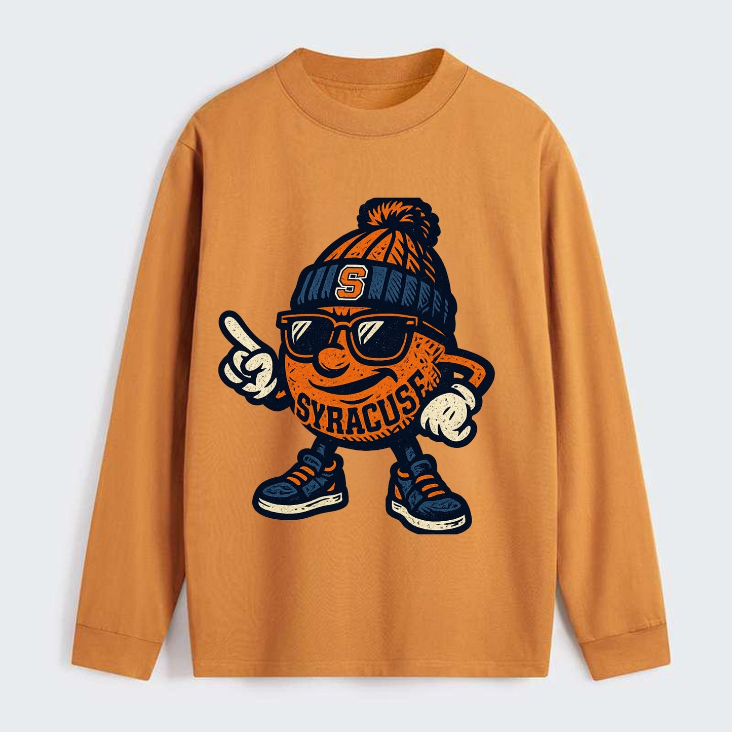 Syracuse Orange wearing Syracuse beanie with S patch - Classic Long Sleeve Shirt - Orange