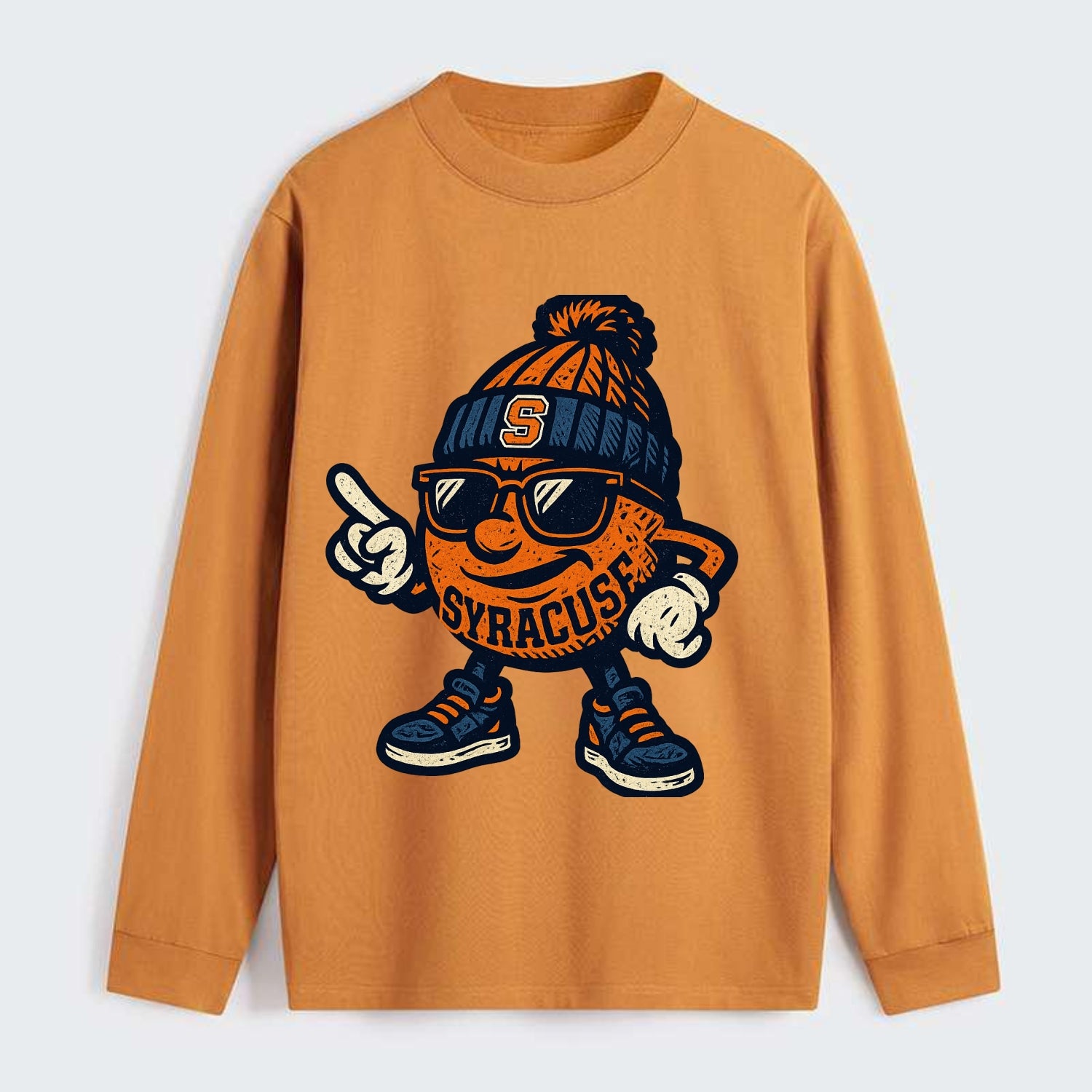 Syracuse Orange wearing Syracuse beanie with S patch - Classic Long Sleeve Shirt - Orange