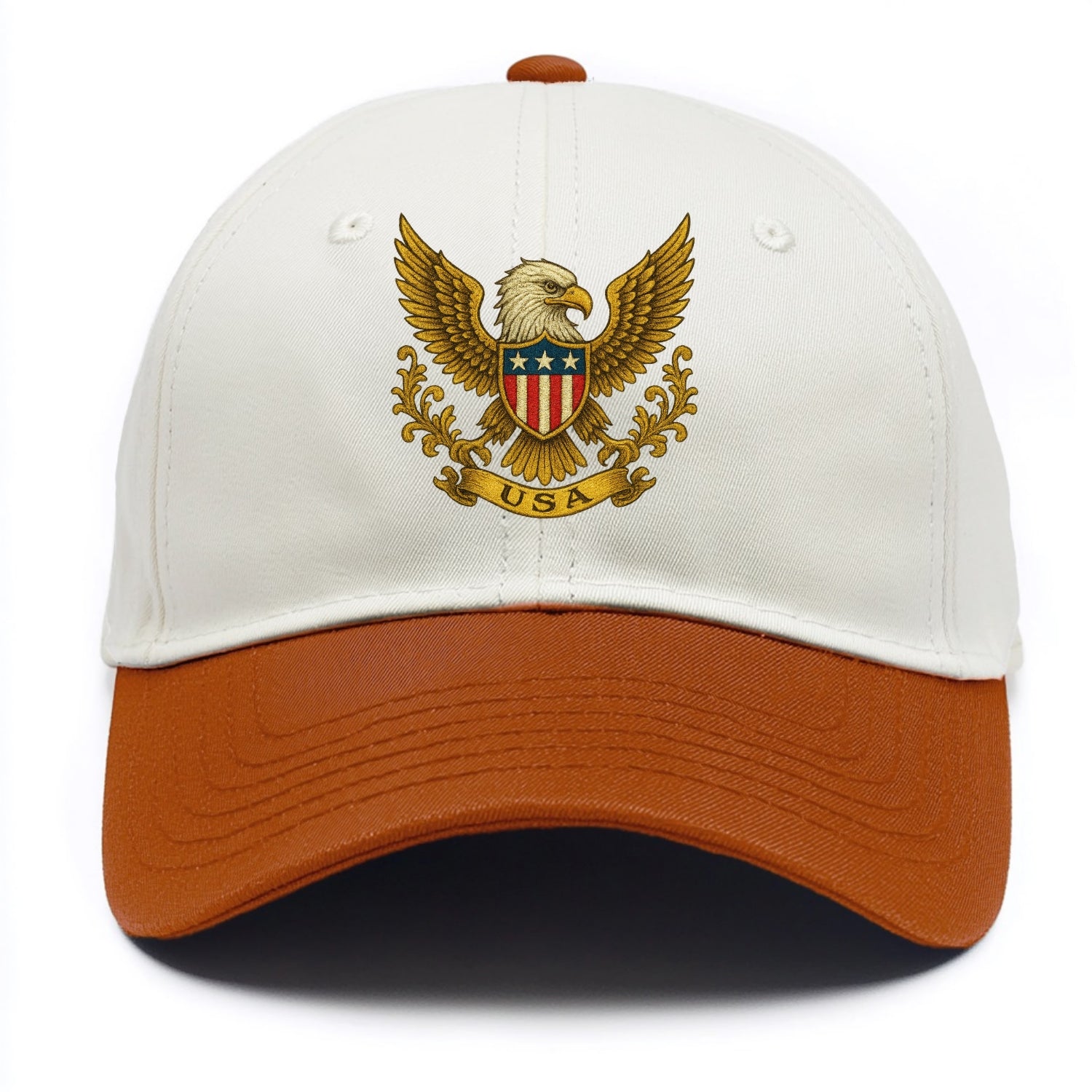 Usa Heritage Eagle Baseball Cap 2 - Two Tone Cap - Orange
