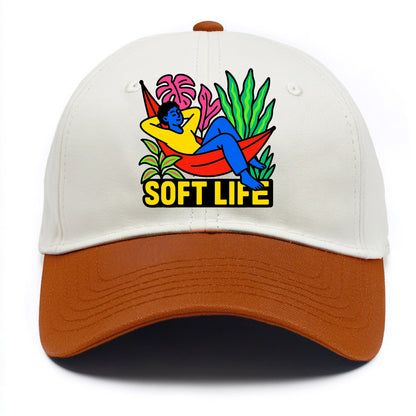Person relaxing in hammock with plants - "soft life" aesthetic, peaceful living goals - Two Tone Cap - Orange