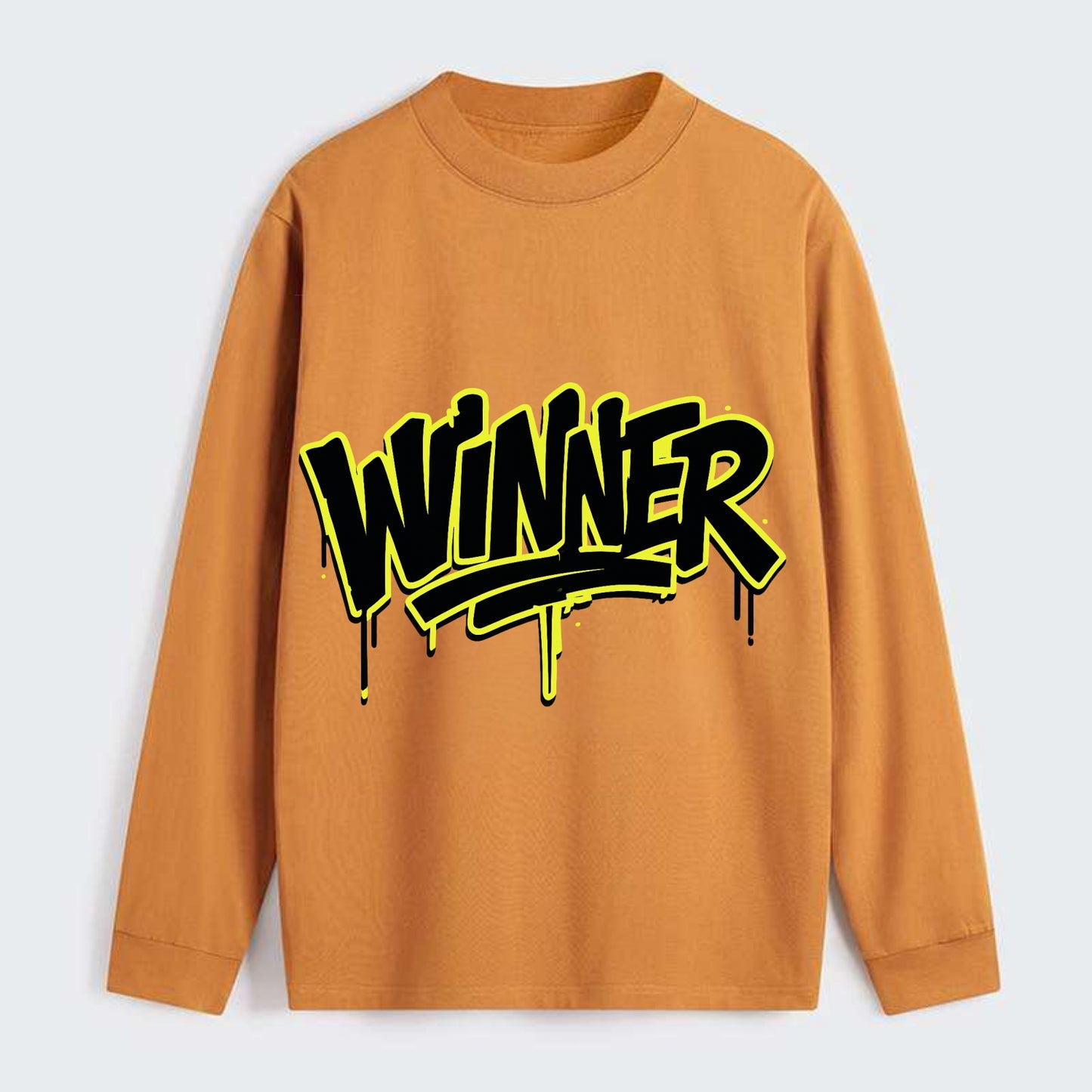 Bold typography design - "WINNER" - victorious mindset, champion - Classic Long Sleeve Shirt - Orange