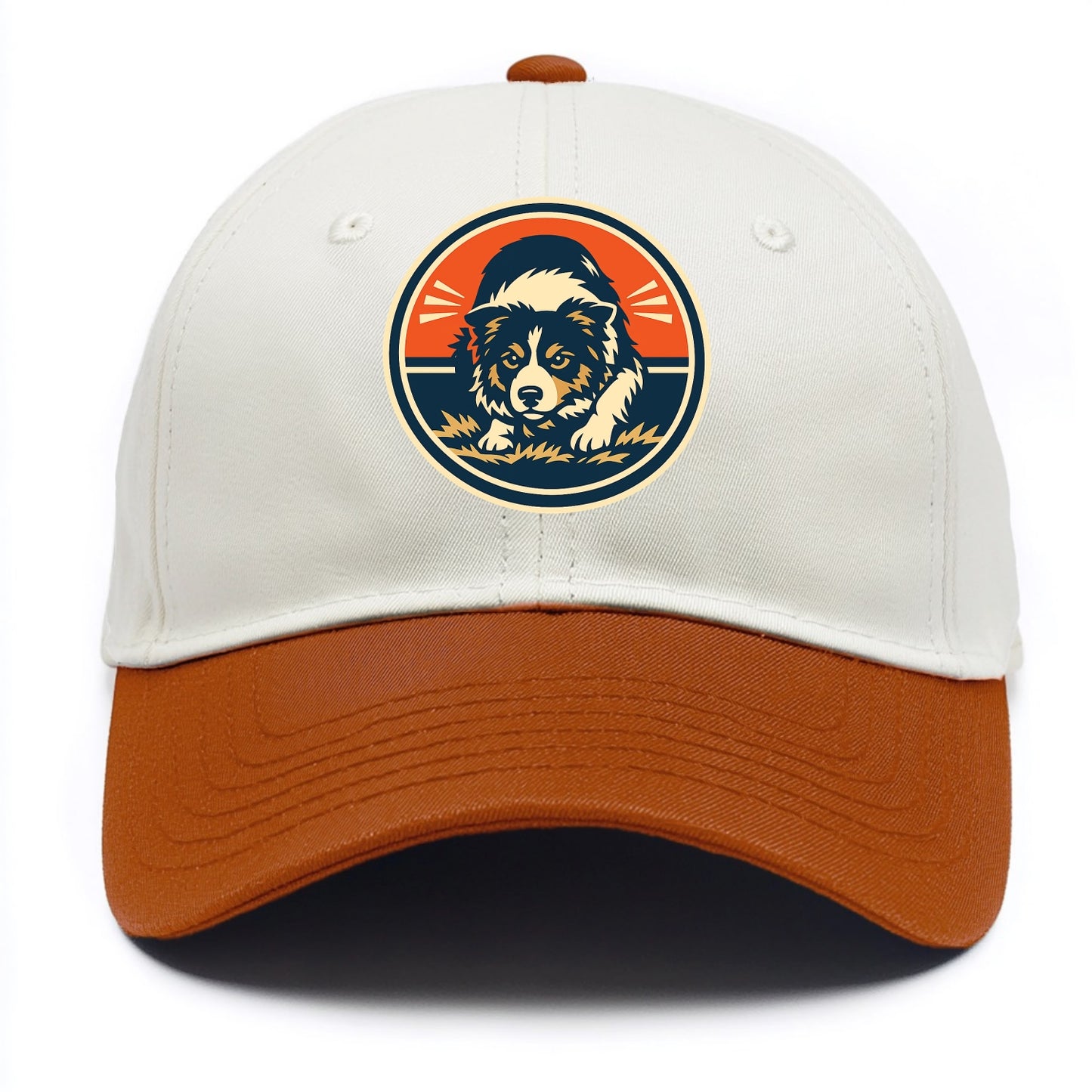 Focused Border Collie Emblem - Two Tone Cap - Orange