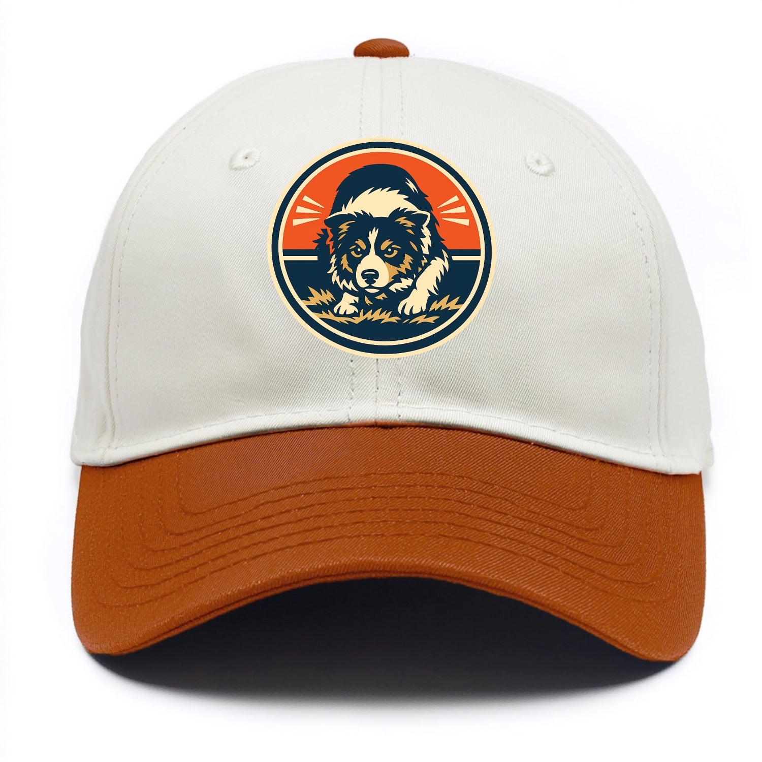 Focused Border Collie Emblem - Two Tone Cap - Orange