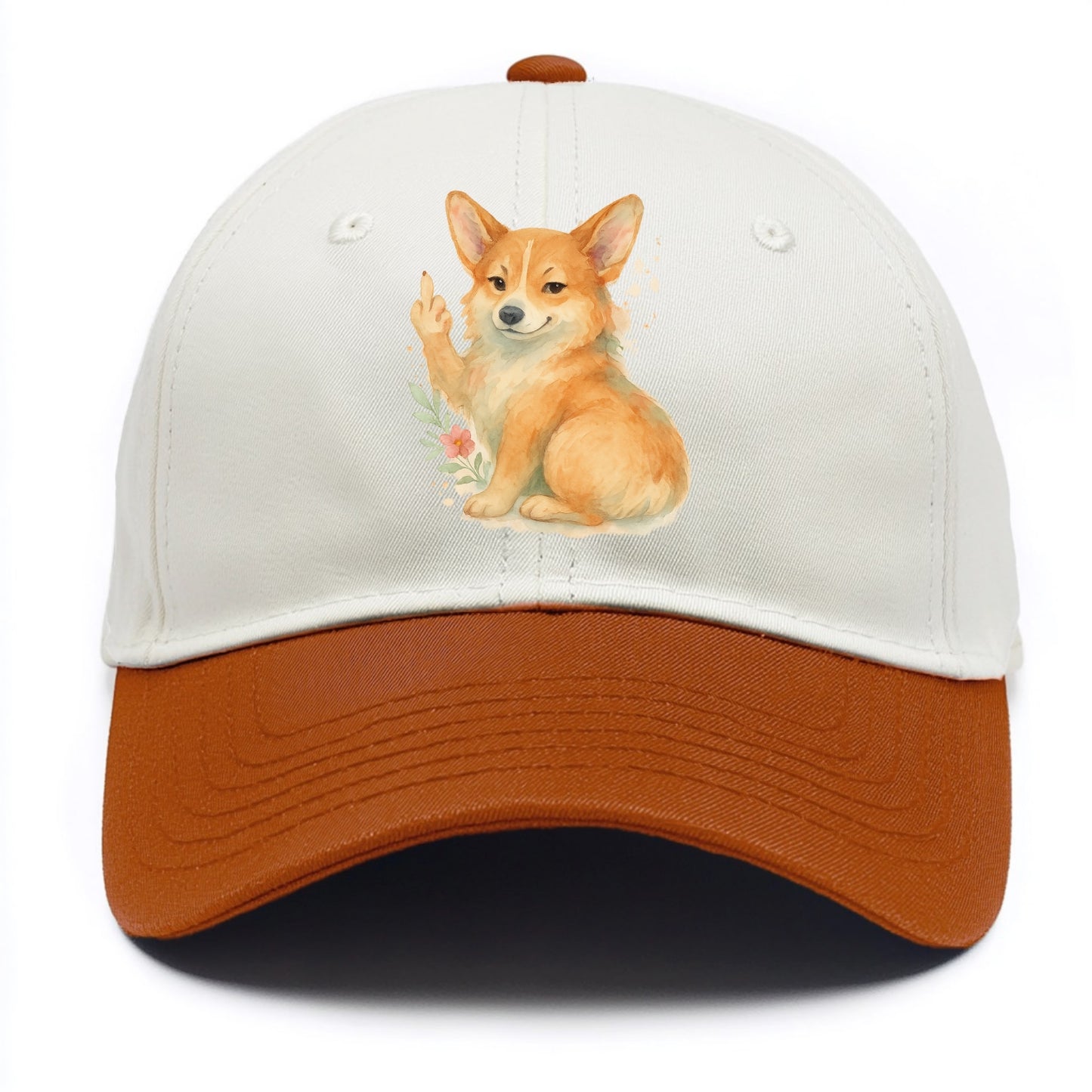 Corgi short legs and fluffy butt, one stubby paw up with sass - Two Tone Cap - Orange