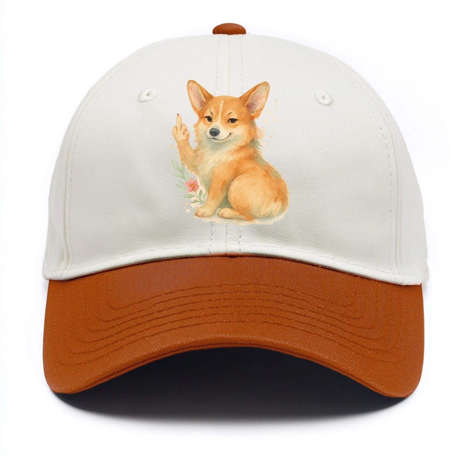 Corgi short legs and fluffy butt, one stubby paw up with sass - Two Tone Cap - Orange