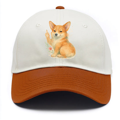 Corgi short legs and fluffy butt, one stubby paw up with sass - Two Tone Cap - Orange