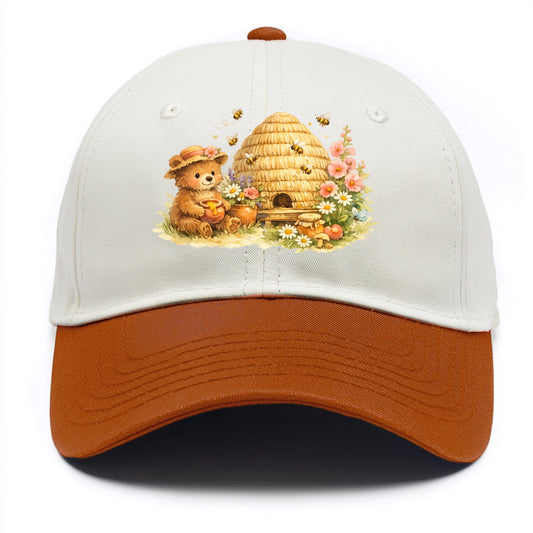 SKEP HIVE | Traditional straw beehive | Cottage garden setting | Buzzing activity | - Two Tone Cap - Orange