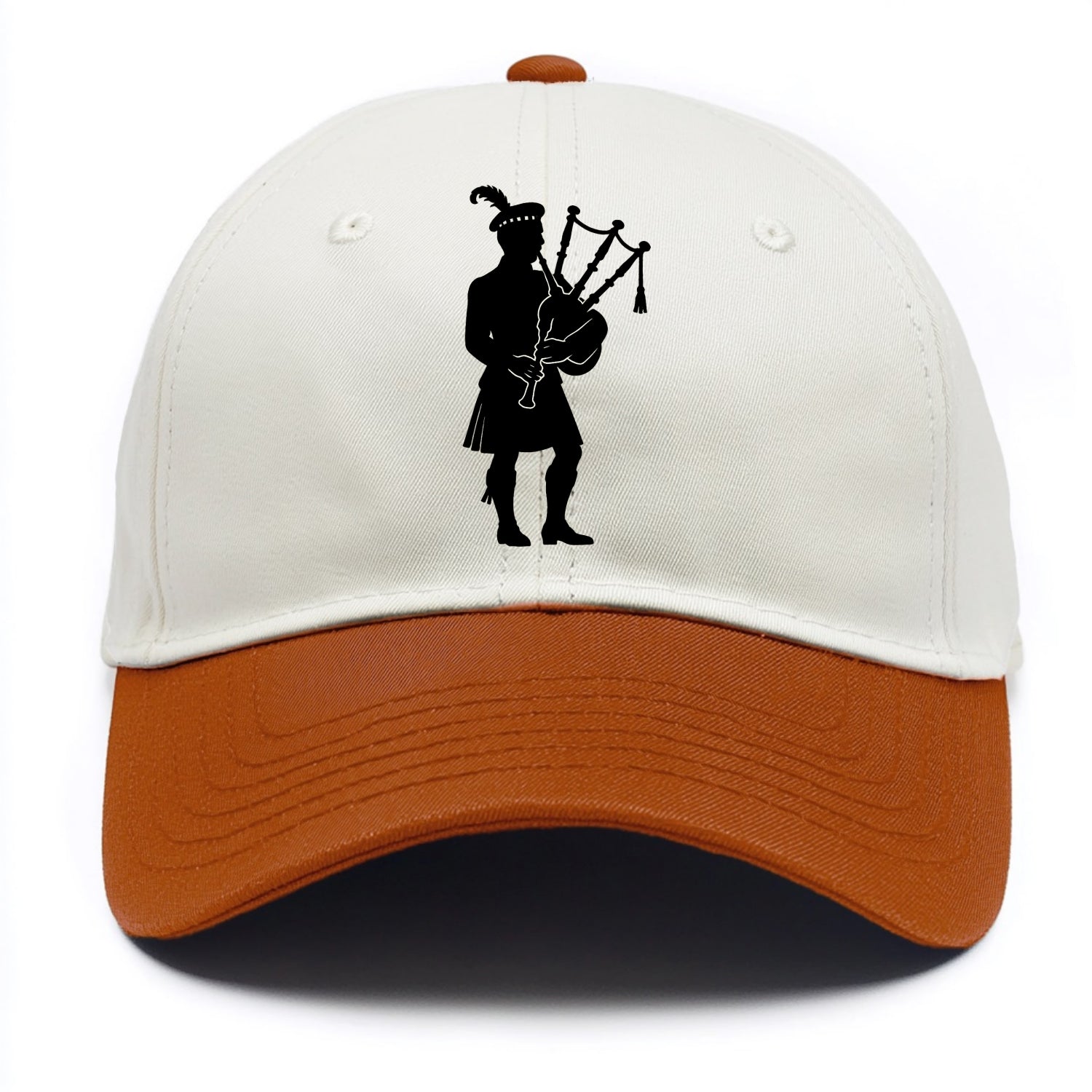 Bagpiper in traditional stance - Two Tone Cap - Orange