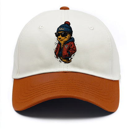 Tulsa Hurricane wearing Tulsa beanie with TU patch - Two Tone Cap - Orange