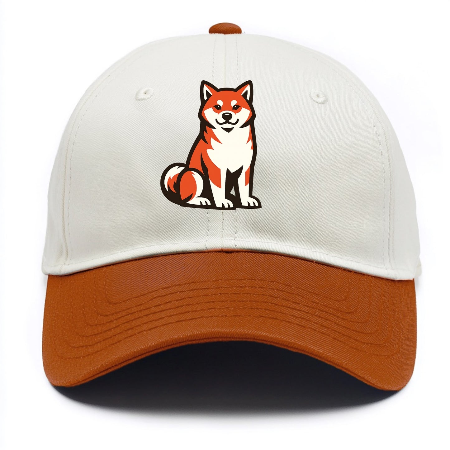 Sitting Shiba Inu Emblem - Two Tone Cap - Orange