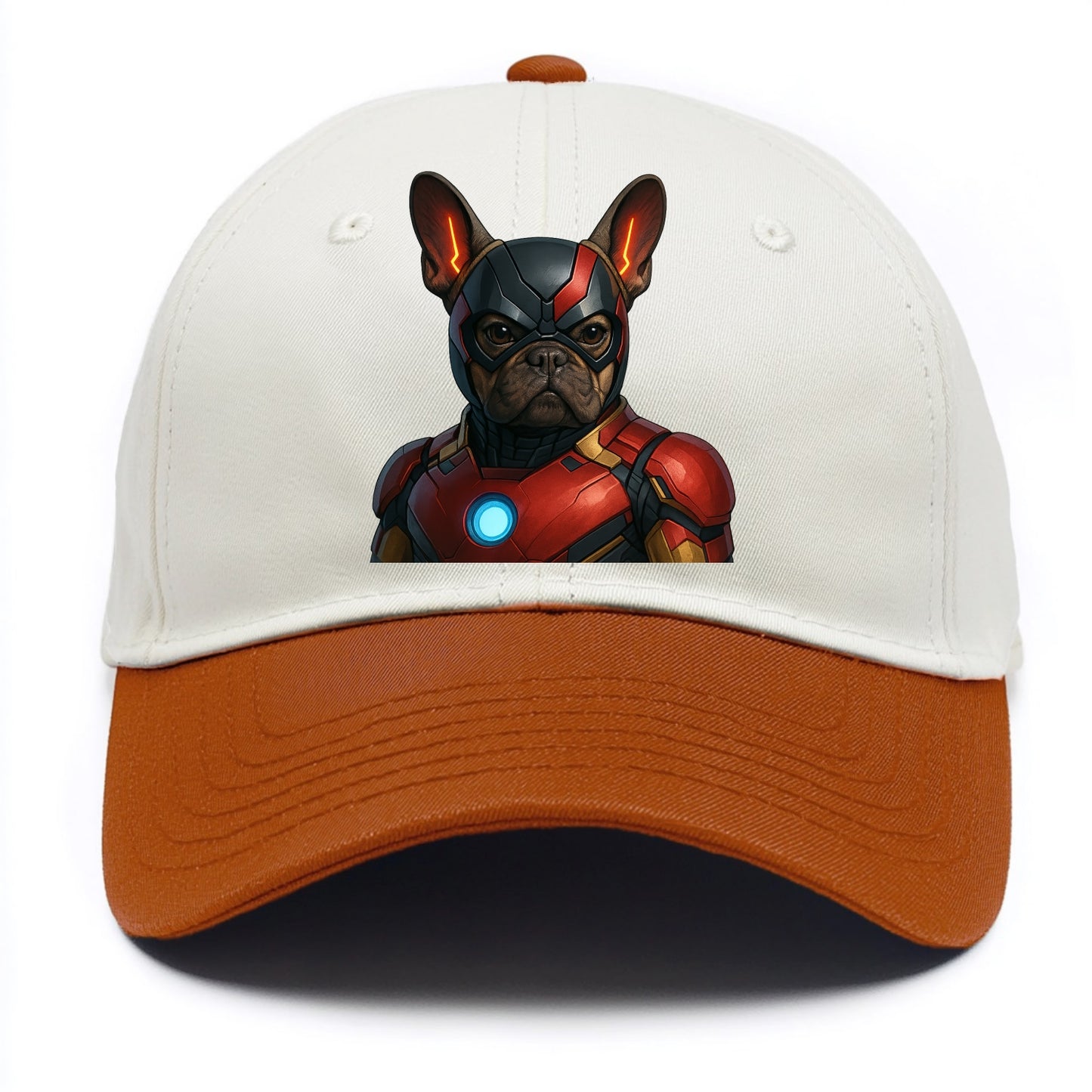 French Bulldog Iron Man  - Two Tone Cap - Orange