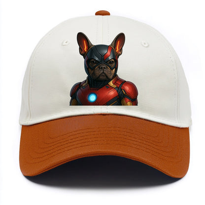 French Bulldog Iron Man  - Two Tone Cap - Orange