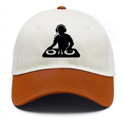 DJ with turntables and headphones - Two Tone Cap - Orange