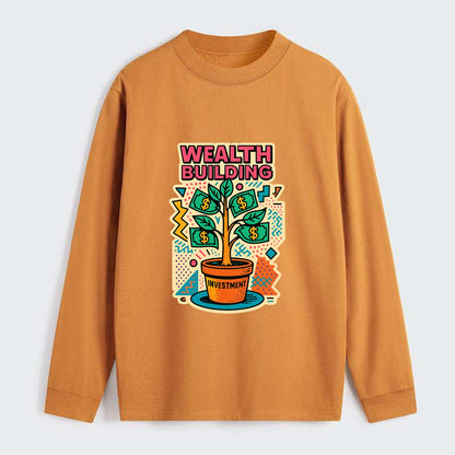 Money tree growing from investment pot - financial independence - Classic Long Sleeve Shirt - Orange