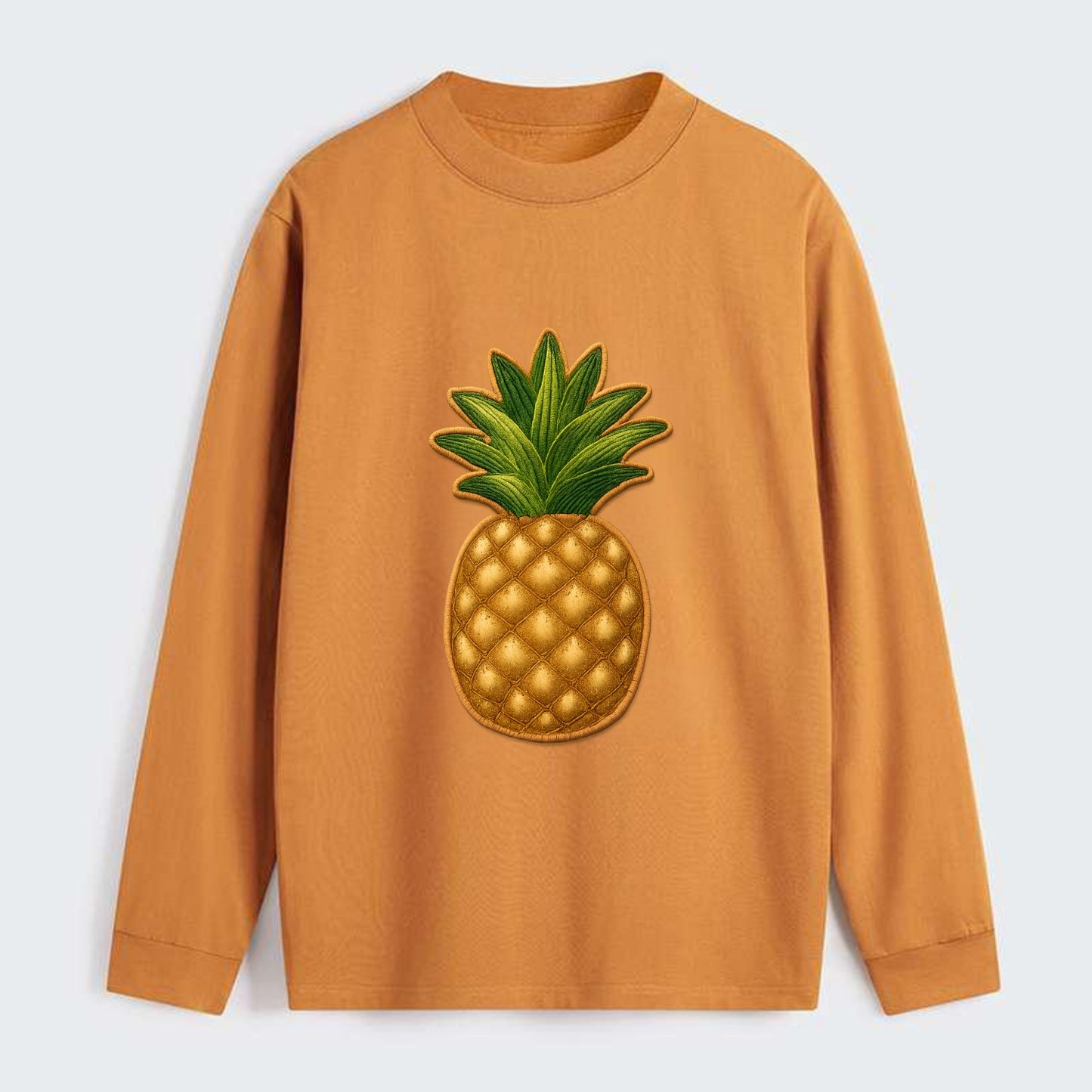 PINEAPPLE CROWN - tropical fruit in yellow and green , hospitality - Classic Long Sleeve Shirt - Orange