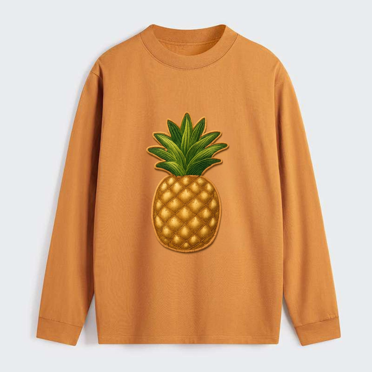 PINEAPPLE CROWN - tropical fruit in yellow and green , hospitality - Classic Long Sleeve Shirt - Orange