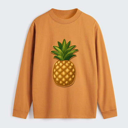 PINEAPPLE CROWN - tropical fruit in yellow and green , hospitality - Classic Long Sleeve Shirt - Orange