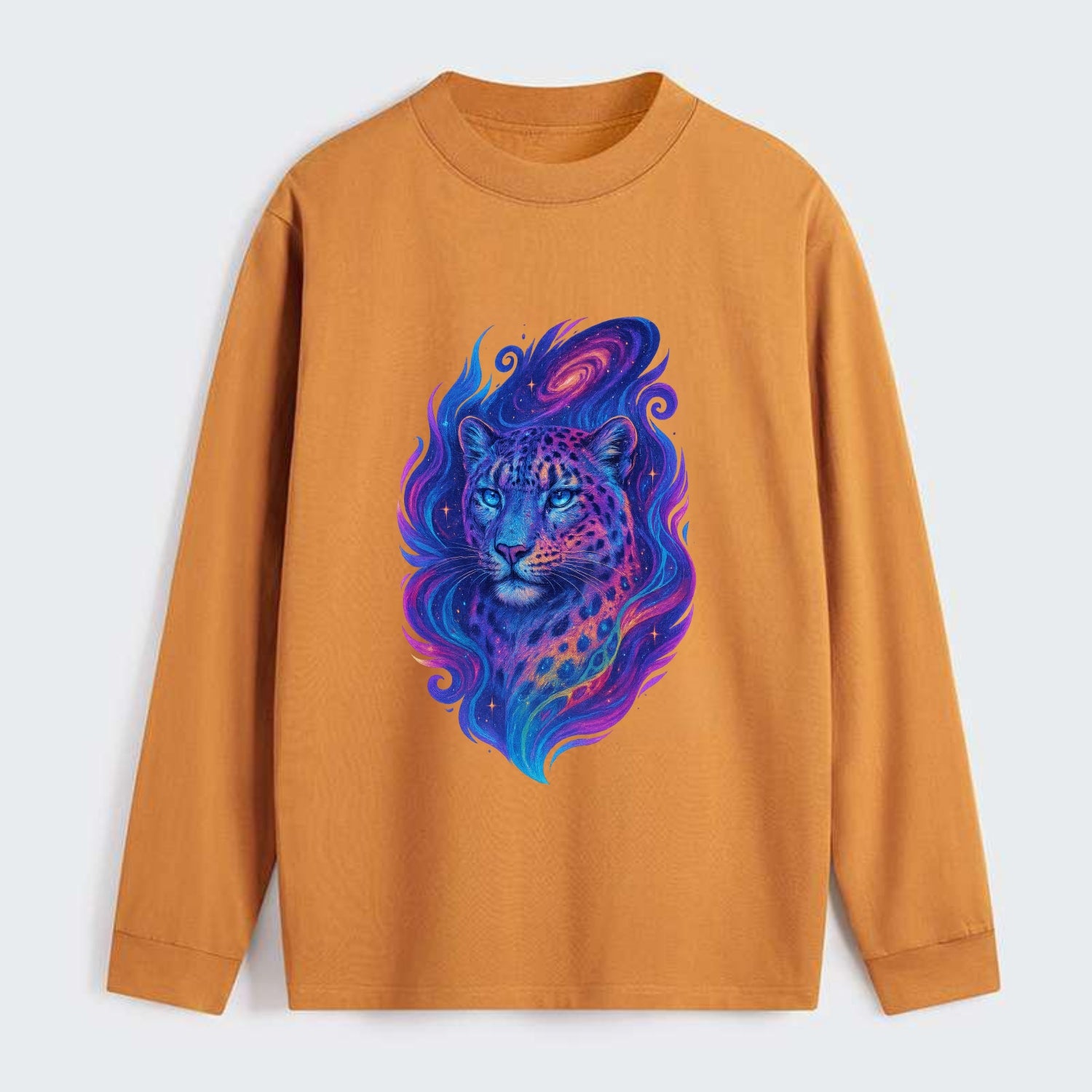 Majestic snow leopard with rainbow gradient spots, crystalline flowing - Classic Long Sleeve Shirt - Orange