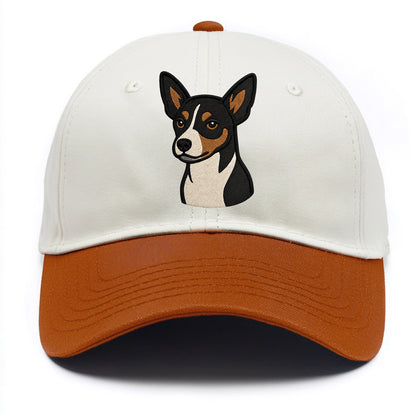 Rat Terrier - Tri-color embroidered pose - Two Tone Cap - Orange