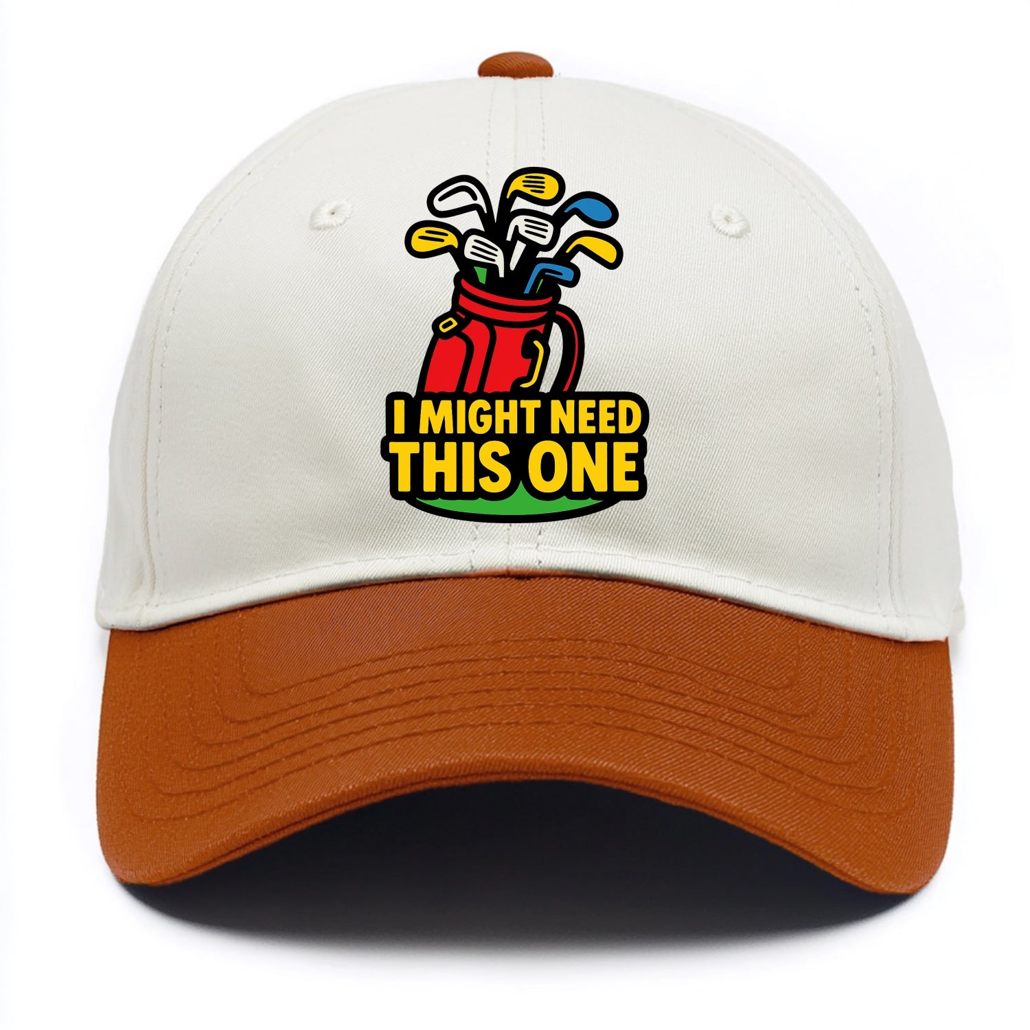 Golf bag overflowing with too many clubs - "I Might Need This One" - gear addiction - Two Tone Cap - Orange