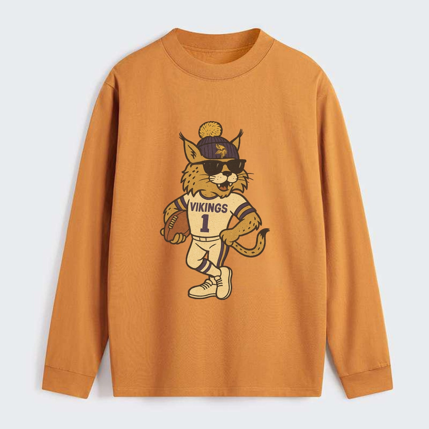 Minneapolis Lynx wearing Vikings beanie with Norse patch and wayfarer - Classic Long Sleeve Shirt - Orange