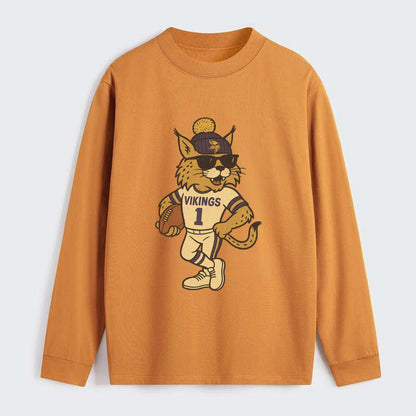 Minneapolis Lynx wearing Vikings beanie with Norse patch and wayfarer - Classic Long Sleeve Shirt - Orange