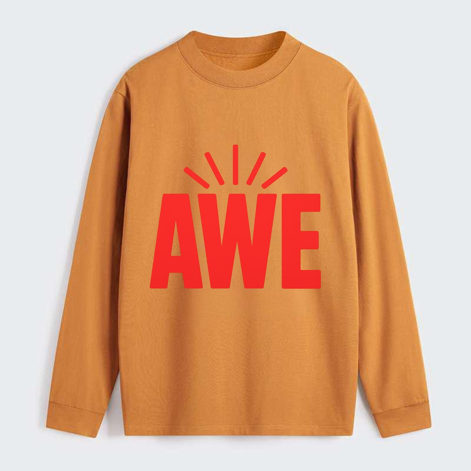 Bold typography design - "AWE" - overwhelming wonder - Classic Long Sleeve Shirt - Orange