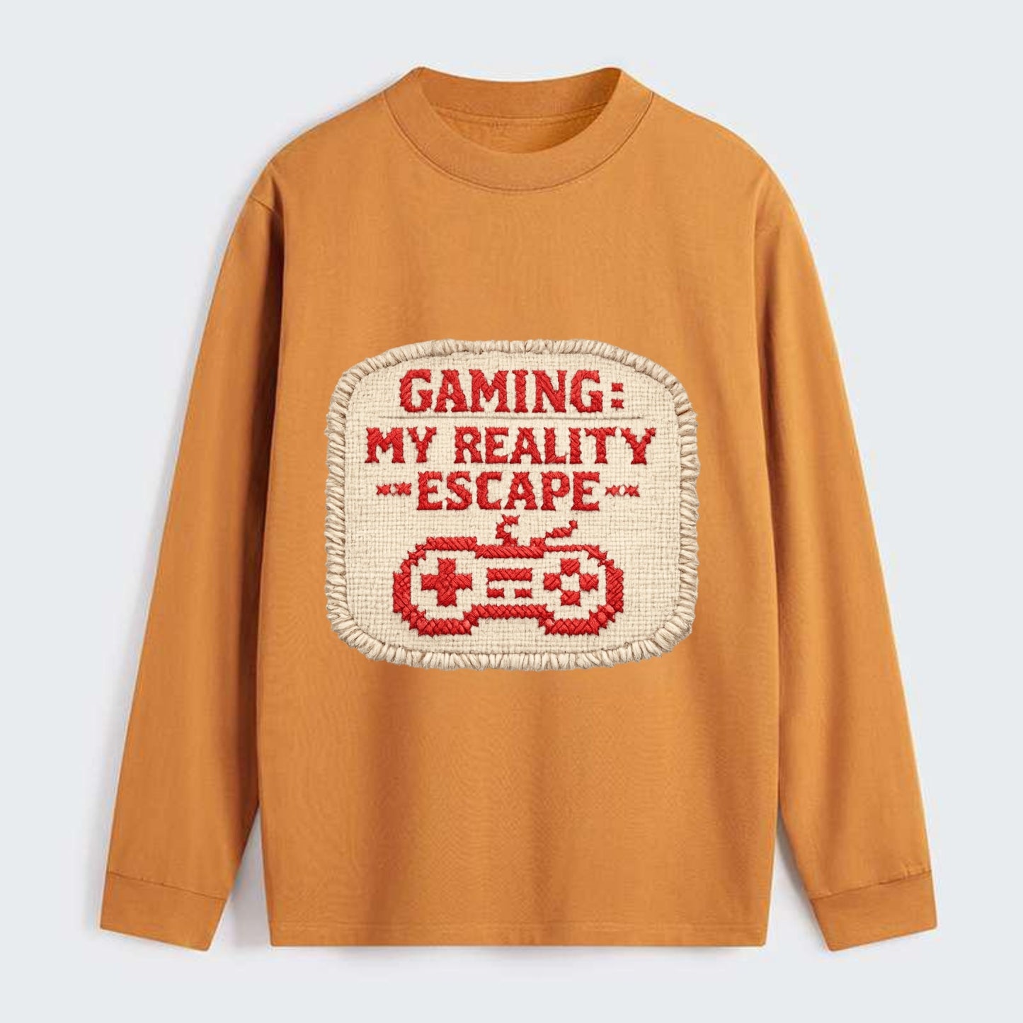GAMING: MY REALITY ESCAPE - red game escape - red - gaming reality - Classic Long Sleeve Shirt - Orange