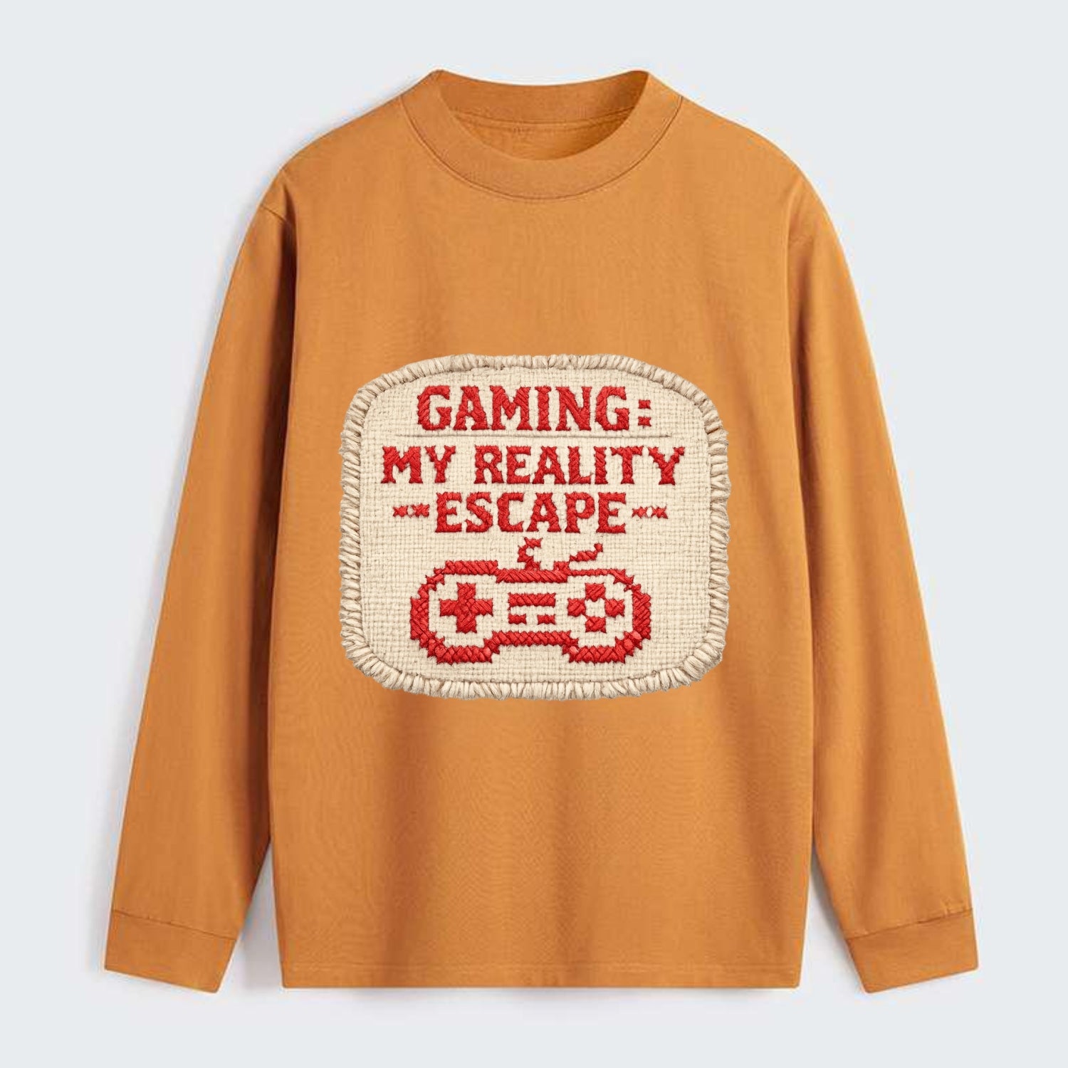 GAMING: MY REALITY ESCAPE - red game escape - red - gaming reality - Classic Long Sleeve Shirt - Orange