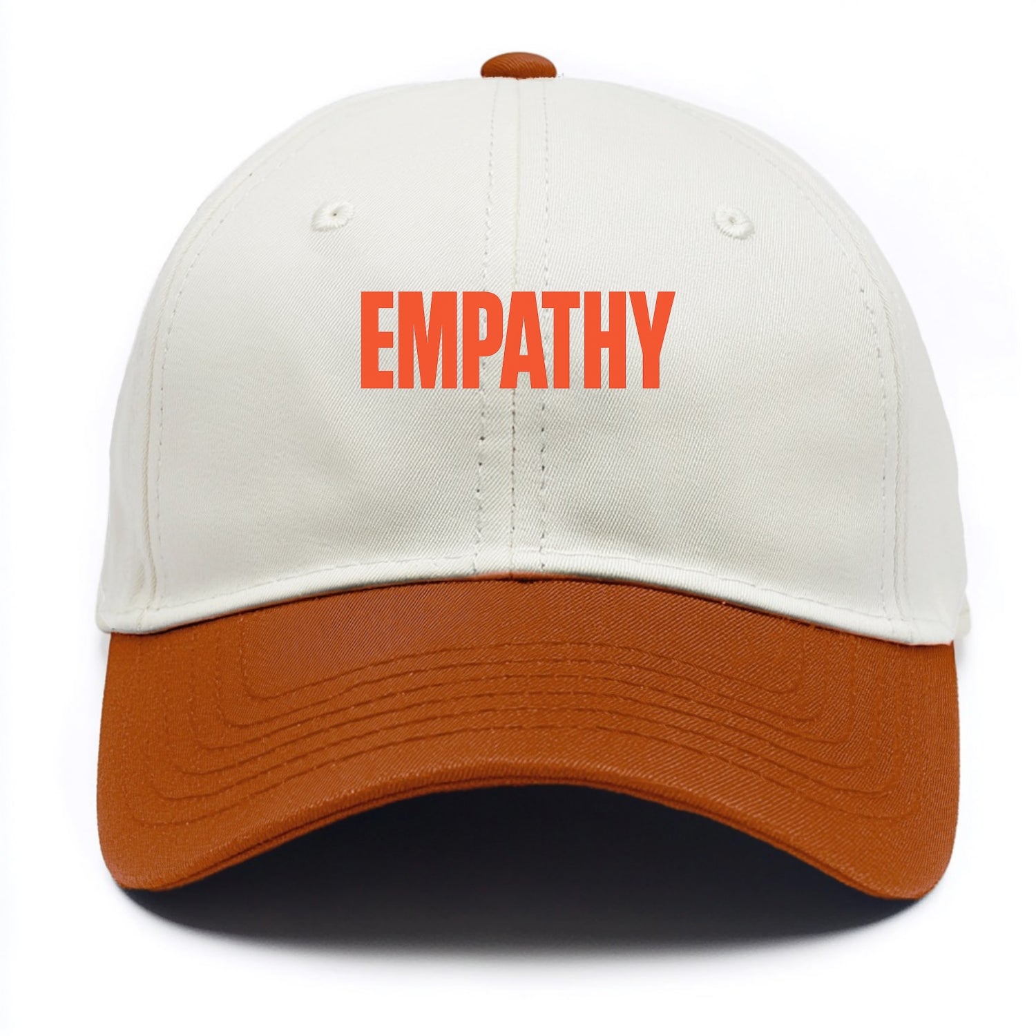 Bold typography design - "EMPATHY" - understanding others, emotional connection - Two Tone Cap - Orange