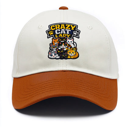 CRAZY CAT LADY - cat pile in multicolor , cat collector - Two Tone Cap - Orange