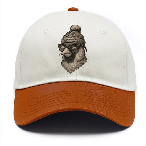 Virginia Cardinal wearing Richmond beanie with pom pom and wayfarer sunglasses - Two Tone Cap