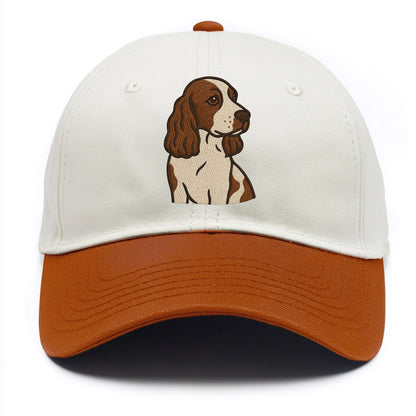 English Cocker Spaniel - Liver and white embroidered design - Two Tone Cap - Orange