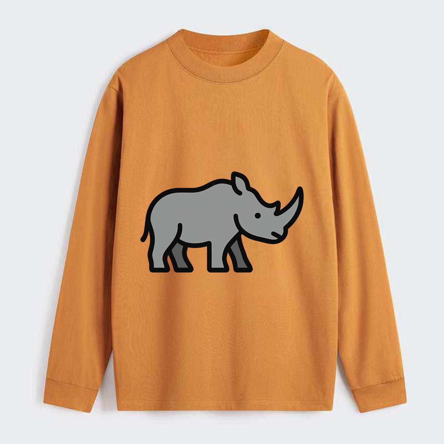 Rhinoceros - Gray with horn flat side profile - Classic Long Sleeve Shirt - Orange